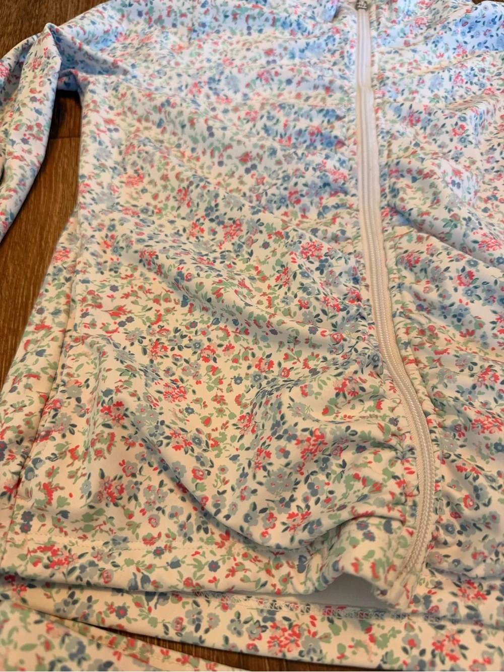 Floral Zip Front Jacket and Skirt Set - Soft Pastel Flowers